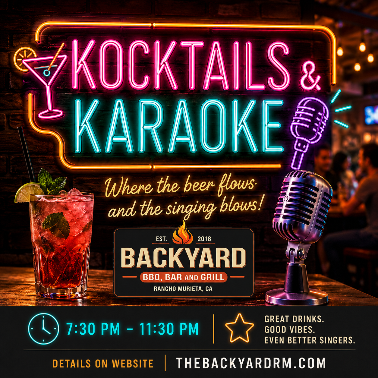 The Backyard karaoke event promotional graphic